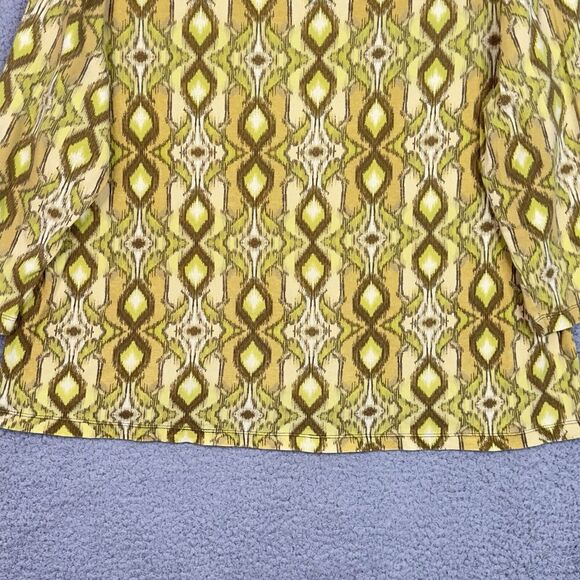 Talbots 1X Yellow Geometric Tunic Top Blouse 3/4 Sleeve Plus Size Womens - Picture 3 of 10